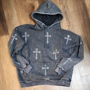 Oversized Sparkle Cross Hoodie